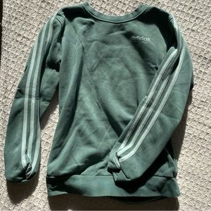 XS Adidas Turquoise Aqua Striped Sleeved Pullover Crewneck